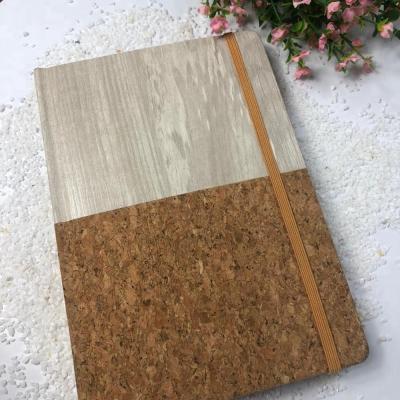 China A5 Hardcover Canvas Cover Wooden Notebook With Elastic Band for sale