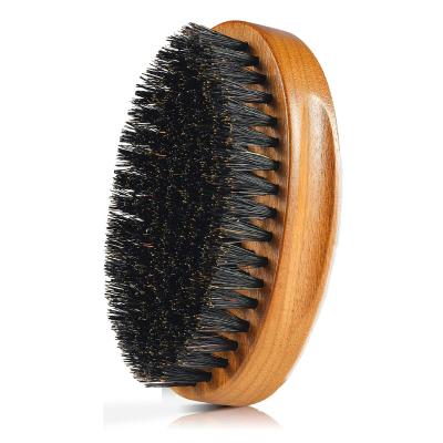 China wholesale oval shape beard barber factory logo custom wood skin-friendly brush bristles beard brush for sale