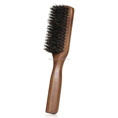 China Waterproof Walnut Wooden Handle Beard Sweep 100% Natural Boar Bristle Shaving Brush 360 Wave Brush For Men for sale