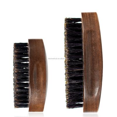 China Male and Female Barber Salon 360 Wave Personal Care Mini Mustache Oval Handle Shaving Beard Brush Wave Brush 5*8cm Wooden Brush for sale