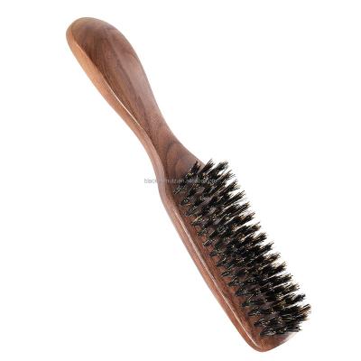 China High Quality Wooden Beard Brush Black Walnut Handle Curve Design Styling Waterproof Beard Brush for sale