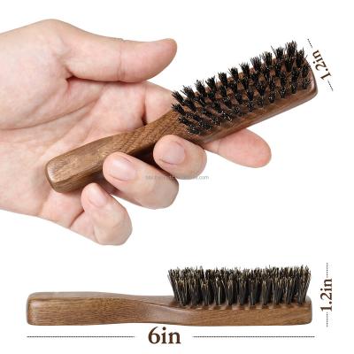 China Long Handle Waterproof Beard Sweep Black Walnut Wood Men Natural Boar Hair Wave Hair Brush for sale