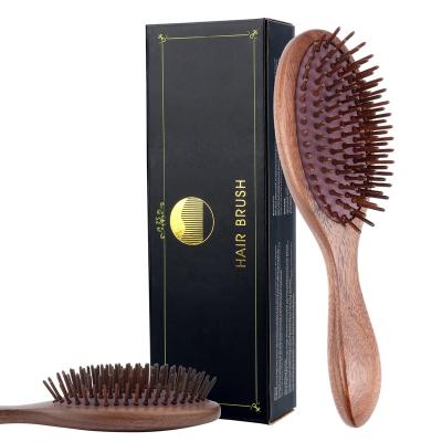 China Customized Waterproof Black Walnut Handle Wooden Beech Stiffen Anti Static Wooden Hair Brush Hairbrush for sale