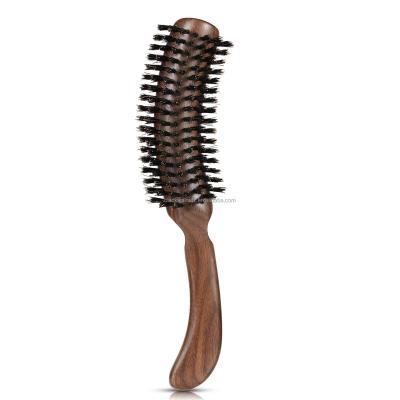 China Travel Hair Brush Accessories Waterproof Handle Hair Brush Black Walnut Wood Boar Bristle Brush for sale