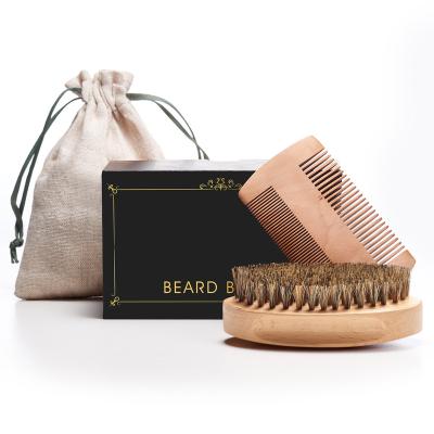 China Men Personal Care Pocket Beard Comb Travel Set Natural Medium Firm Boar Hair Mustache Beard Brushes and Combs for sale