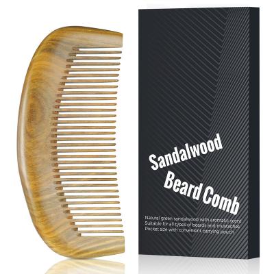 China Highest Quality Waterproof Traditional Sandalwood Beard Green Wooden Comb Pocket Comb for sale