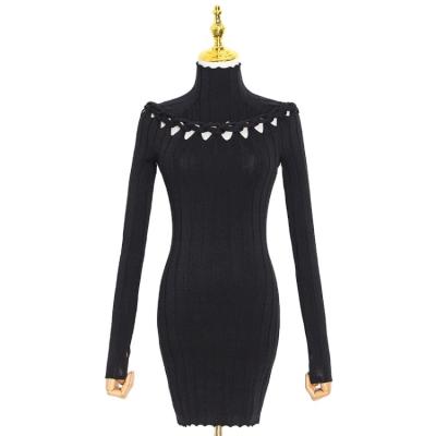 China Anti-wrinkle Pattern Autumn High End Designer Custom Knit Sweater Dress Woman for sale