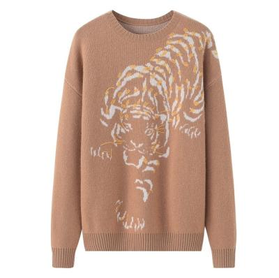 China Anti-wrinkle OEM Design Customized Wool High Quality Cashmere] Tiger Animal Jacquard Embroidery Women Knit Sweater Jumper for sale