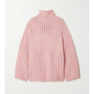 China Anti-wrinkle OEM design high street all high quality wool over cable oversized women knit sweater jumper for sale