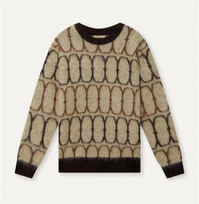 China Customizable Vintage Casual Jacquard Wool Mohair Anti-Wrinkle OEM Men Winter Knitwear Sweater Jumper for sale