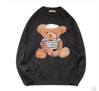 China Vintage Winter Knitwear Sweater OEM Anti-wrinkle Mens Casual Animal Jacquard Bear Knitted Custom Sweater for sale