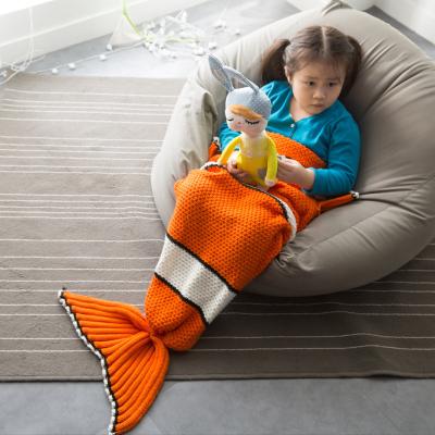 China Sofa Mermaid Fish Style Folded Tail Blanket Wool Knitting Bedding Little Princess Sleep Warm Covers Loves Child Gift for sale