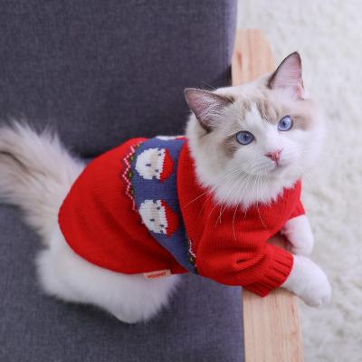 China Fashion high quality stocked autumn and winter Christmas woolen with letters dog and cat sweater pet clothes coat for sale