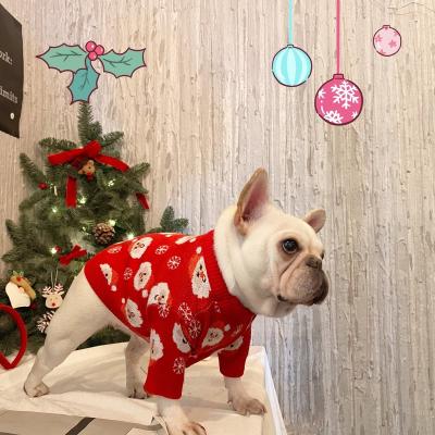 China Autumn And Winter Christmas Wool High Quality Fashion Dog Sweater Cat Red Stocked Pet Clothes Coat for sale