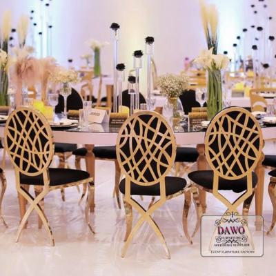 China Modern Popular Luxury Hotel Stacked Stainless Steel Frame Gold Chiavari Wedding Chairs for sale