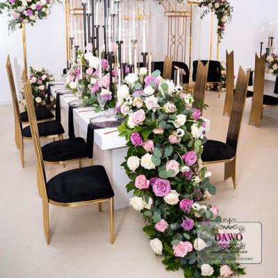 China Modern Dawo Wedding Furniture Wholesale Gold Event Banquet Modern High Back Dining Chair Luxury for sale