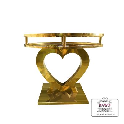 China Modern romantic heart frame stainless steel gold wedding rectangular glass dining table for sale