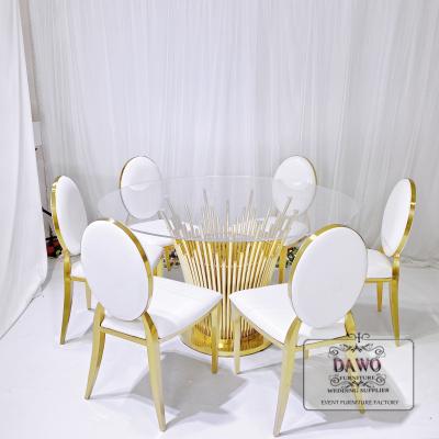 China Modern Popular Hot Fashion Furniture 2021 Gold Stainless Steel Frame Wedding Transparent Acrylic Console Table for sale