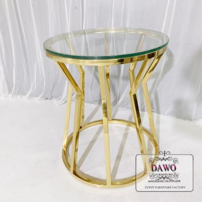 China Glass Mirror Antique Gold Round Cake Party Table Furniture Round Table Modern Wedding Table for sale