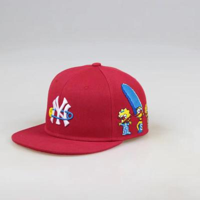 China COMMON good Quality Comfortable Caps and Hats festival flat bill fitted cap movie character Embroidery Logo hat for sale