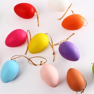 China Easter Decoration Ornaments 12 Pack Plastic Easter Egg With Hanging String For Party Home Decoration for sale