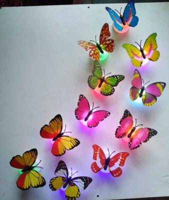 China Decorate LED Butterfly Decoration Night Light 3D Butterfly Sticker Wall Light For Room Garden Party Festival for sale