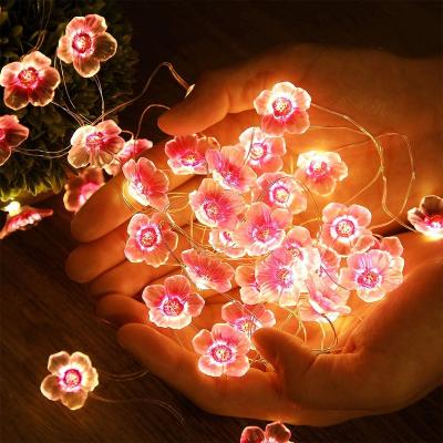 China Pink Flower 30 LED Cherry Blossom String Lights 3D Light 8 Modes Remote Control with 8 Modes Remote Control Waterproof Decoration for Valentine's Day for sale