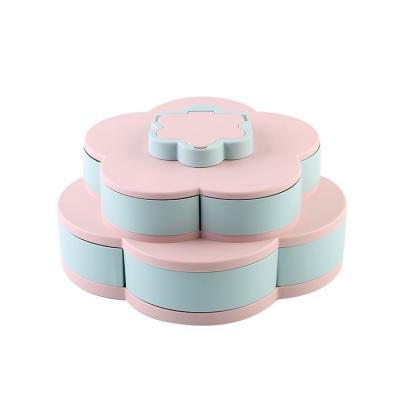 China Storage Container for Nuts Snack Tray Festival Fruit Dish Candy Organizer Plastic Container Creative Flower Petal Rolling Tray Food Storage Box Party Food Fruit Dish Candy Organizer for sale