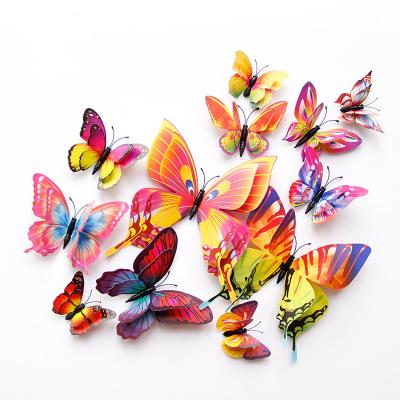 China Surprise Gift 12Pcs Double Layer Christmas 3D Butterfly Wall Fridge Sticker Party Holiday Decor Swallowtail Butterfly for sale