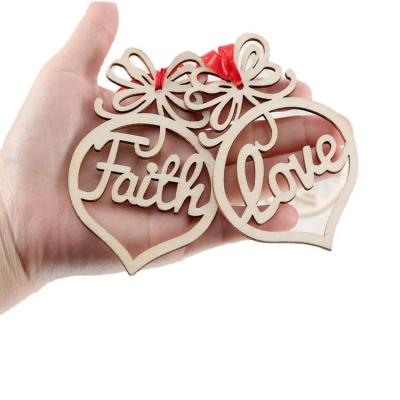 China Wooden Christmas Home Decoration Christmas Hollow Ornaments Christmas Tree Pendant English Letter Hanging Tags Crafts Weihnachten Holiday Wedding Decorations for sale