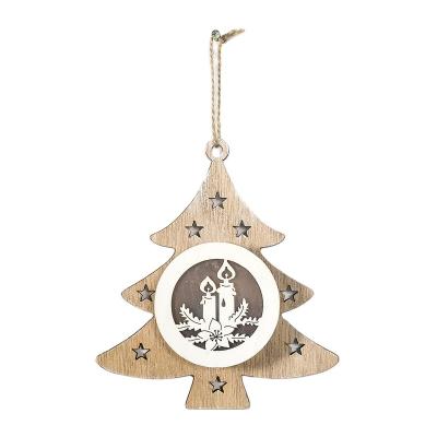 China Glow in the Dark Wooden Christmas Hallow Laser Reindeer Christmas Tree Pendant Glow in the Dark Hanging Tags Holiday Wedding Decorations for sale