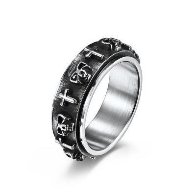 China TRENDY Mens Motorcycle Stainless Steel Male Big Silver Ring for sale