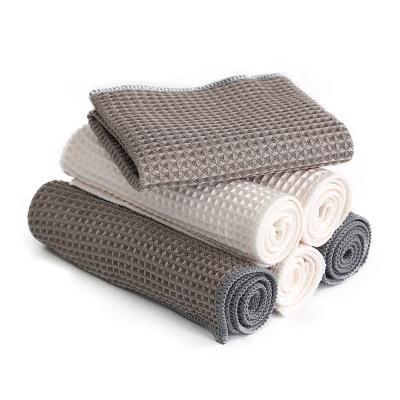 China Viable Absorbent Thickened Glass Kitchen Dish Wash Cleaning Waffle Lattice Cleasing Tissues Towel Microfiber Kitchen Cleaning Cloth for sale