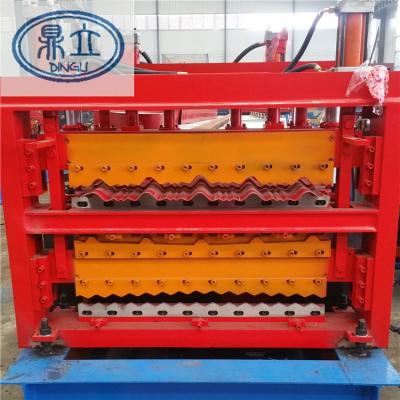 China Building Construction Metal Roofing Sheet Cold Galvanizing Triple Layer Iron Sheet Roll Forming Making Machine for sale