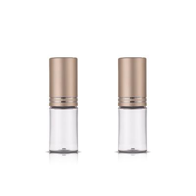 China 10ML Luxury Round Clear PET Plastic Cosmetic Bottles With Gold Screw Cap for sale