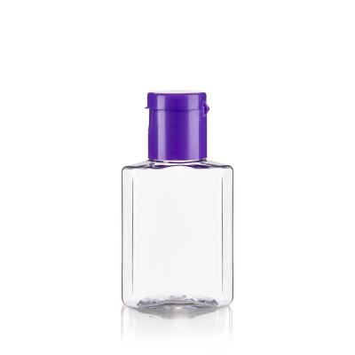 China 20ML Square Clear Bottle With Purple Flip Cap For  Handwashing Fluid for sale