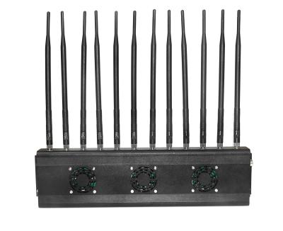 China Desktop 12 Channel Signal Jammer 5g Jammer For Jamming Cell Phone 2345G WiFi GPS GSM VHF UHF Lojack for sale