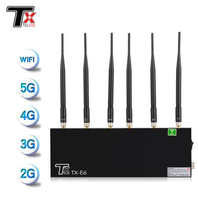 China Desktop 6 Channel Mobile Phone Signal Jammer 100-200 Sqm Rang 40w Durable Housing for sale