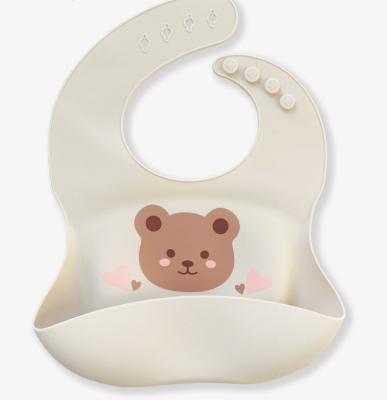 China Boy Girl Washable Bib Bear Baby Bib Silicone Infant Baby Eating Pocket Waterproof Children's Food Supplement Saliva Pouch Saliva for sale