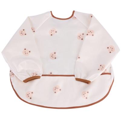 China Washable Baby Boy Girl Infant Baby Eating Long Feeding Sleeve With Pocket Water Oil Proof Apron Bib Overall Cover for sale