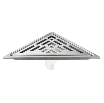 China Bathroom Corner Q Wall Floor Drain 304 Stainless Steel Triangles Air Freshener Floor Drain Modern Hotel Floor Drain for sale