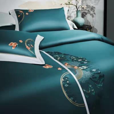 China Thicken and keep warm pure SROU cotton duvet cover sanded bed linen bedding long-staple fall and winter 100 cotton embroidered four-piece suit for sale