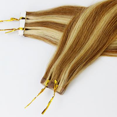 China Invisible Virgin Remy Tape In Hair Cuticle Balayage Double Wave Extensions Wholesale 100% European Invisible Human Weft Pulled Silky Straight Skin for sale