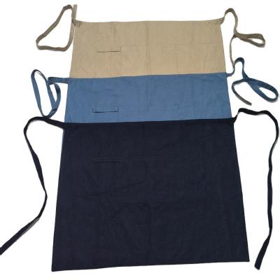 China Wholesale High Quality Customized Canvas Waiter Aprons Waist Cotton Cafe Restaurant Apron With Pockets for sale