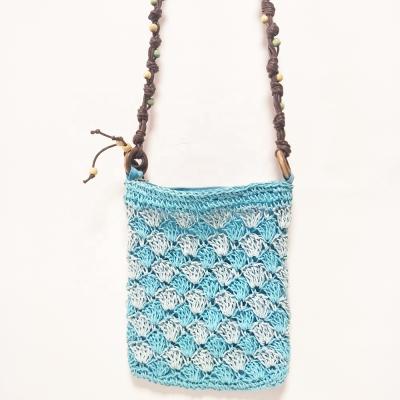 China Recycle Sample Purchase Order Small Beach Bag Blue Handle Shoulder Zipper Bag Long for sale