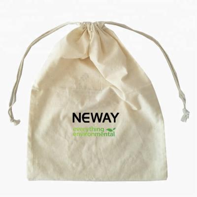 China Recycle Size Customized Wholesale Logo Printing Natural Cotton Fabric String Bag Drawstring Pouch for sale