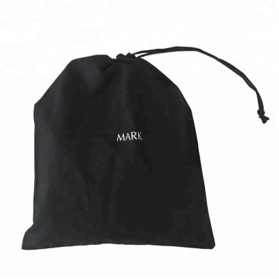 China Recycle Different Gram Thick Calico Cotton Fabric Black Drawstring Pouch for sale