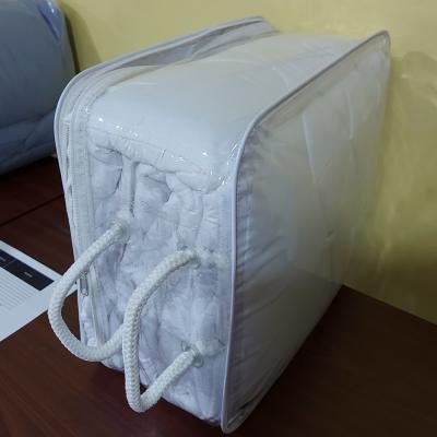 China Safety Clear PVC Zipper Cover Tote Bags With Sheet Handle Carried Pillow Bag for sale