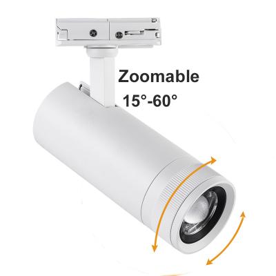 China Zoomable 2 wire white and black body commercial shop lighting 10w 12w 20w 20w 40w dimmable cob spot led track light for sale