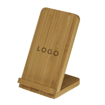 China 10W Promotion Sale Gift Set Eco-Friendly Ware Bamboo Wireless Charger 10W Mobile Stand For Out Door Gift for sale